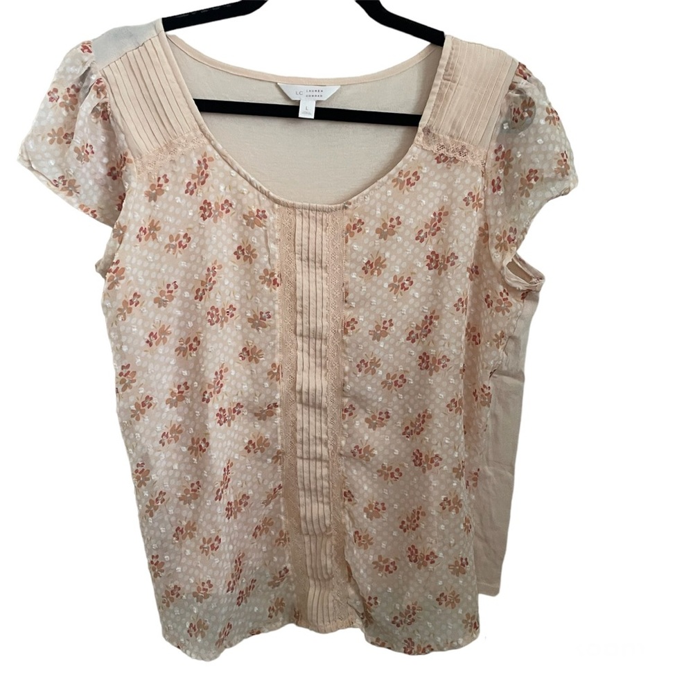 Lauren Conrad Cap Sleeve Peach Floral Top - L